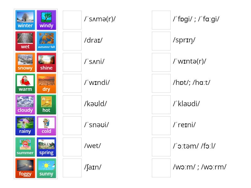 seasons-and-weather-match-words-with-suitable-pronunciation-match-up