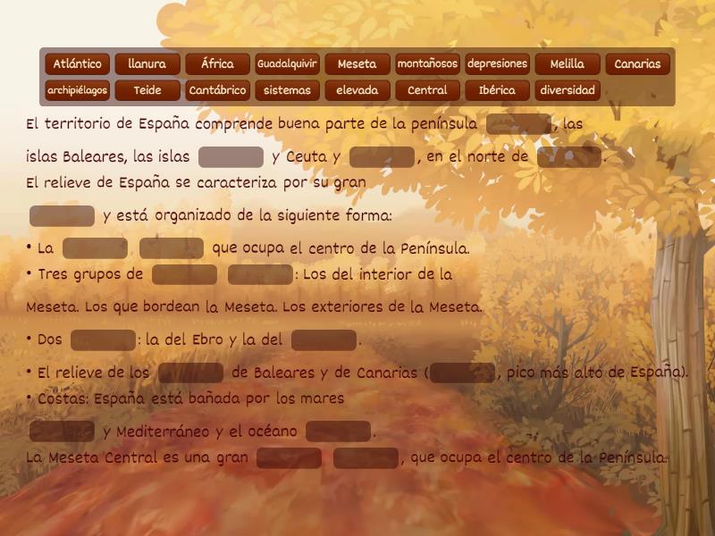 Relieve de España - Complete the sentence