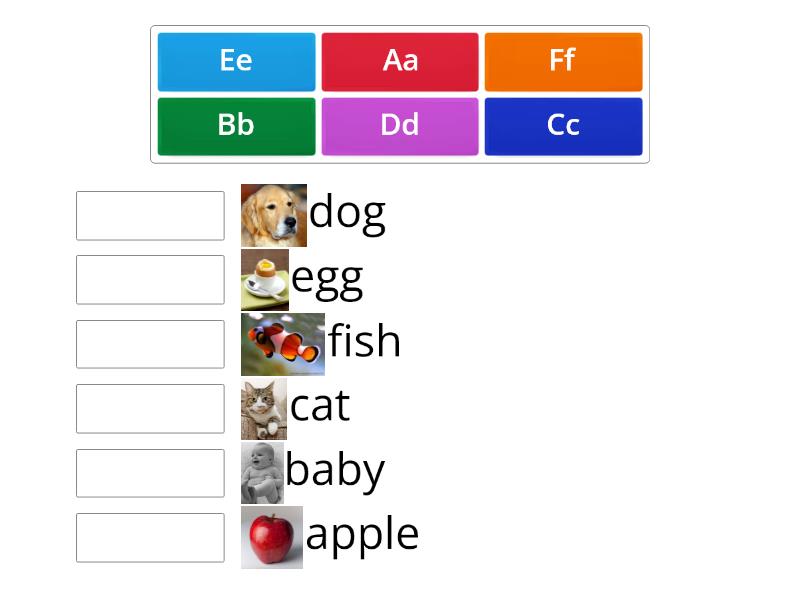 our world 1 a-f alphabet - Match up