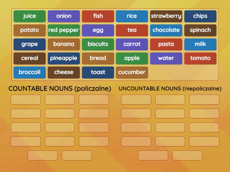 Together 4 Unit 5 Countable and uncountable nouns - Group sort