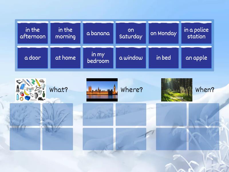 Question words (What/Where/When) - Group sort