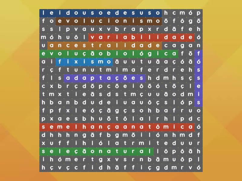 Atividade De Biologia Wordsearch