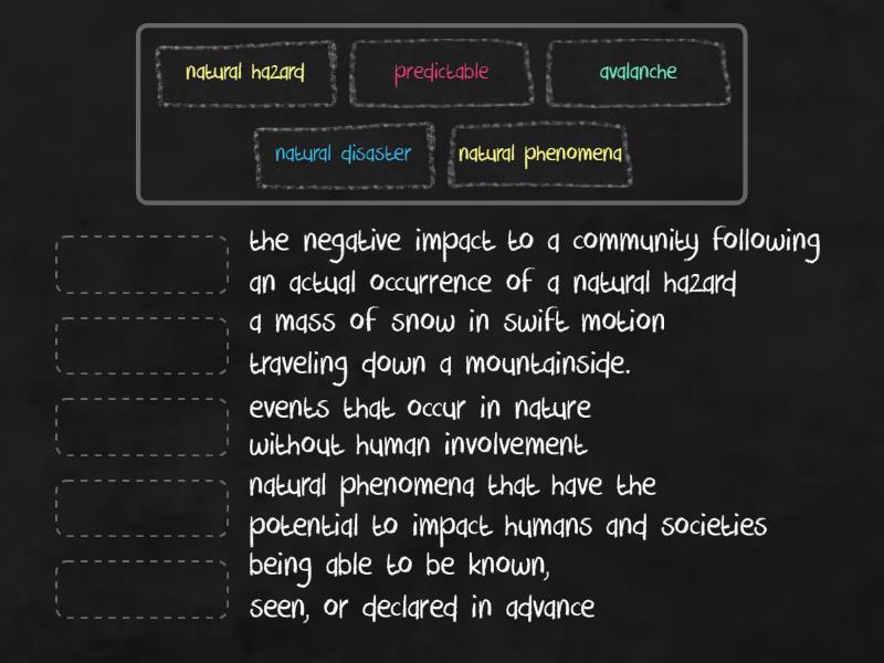 Natural Hazards And Natural Disasters Match Up