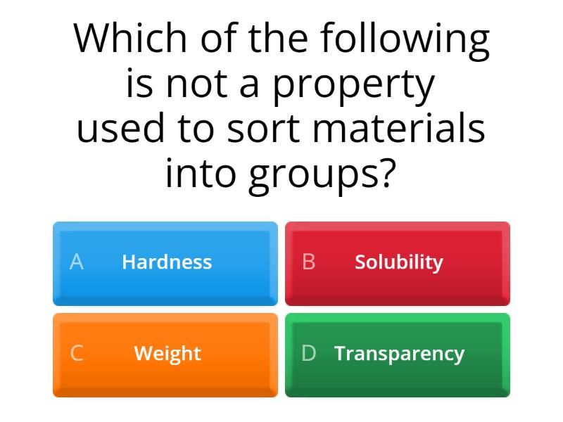 PKC Class 6 Sorting materials into groups - Quiz