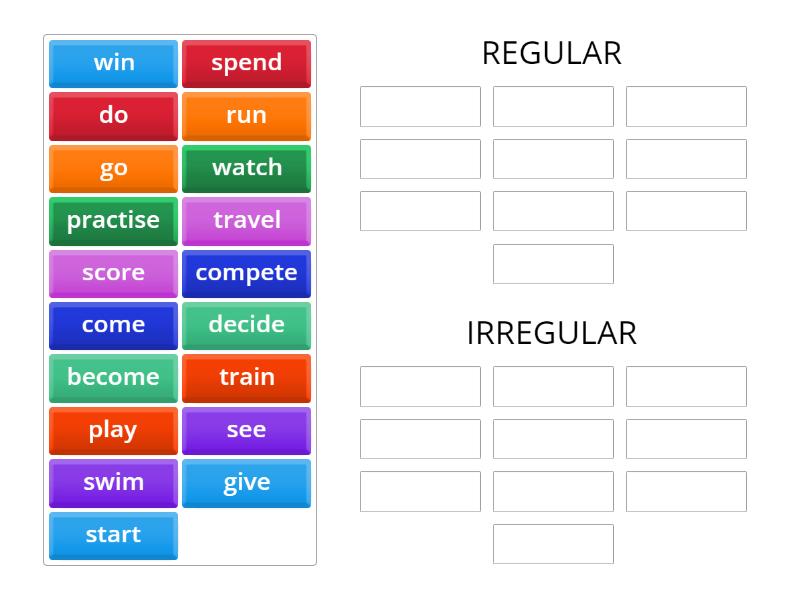 Regular & Irregular Verbs - Teens 3 - Group sort