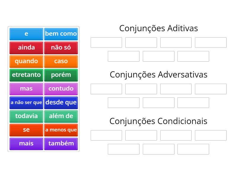 Conjunções Aditivas, Adversativas e Condicionais - Group sort
