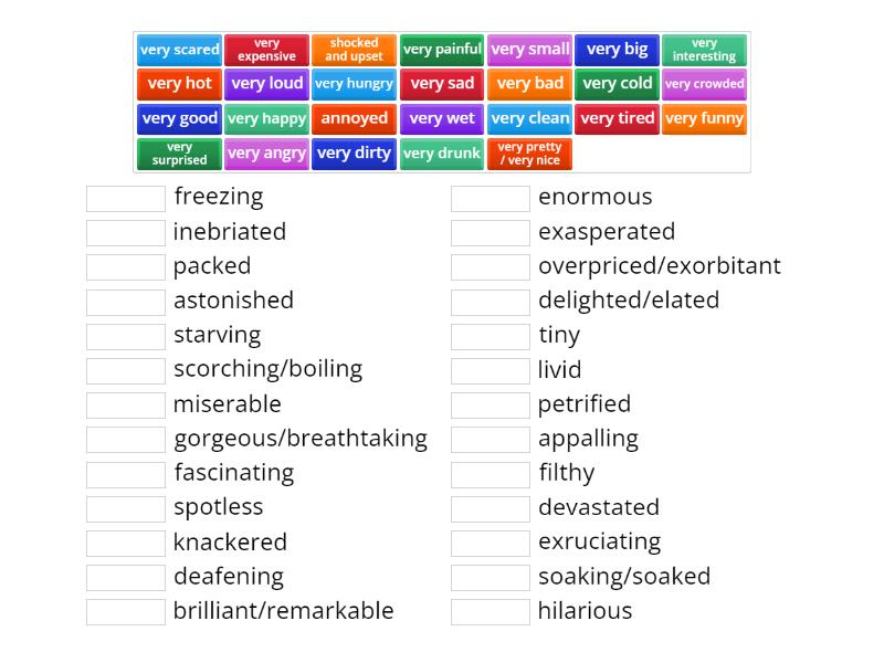 Extreme adjectives - Match up