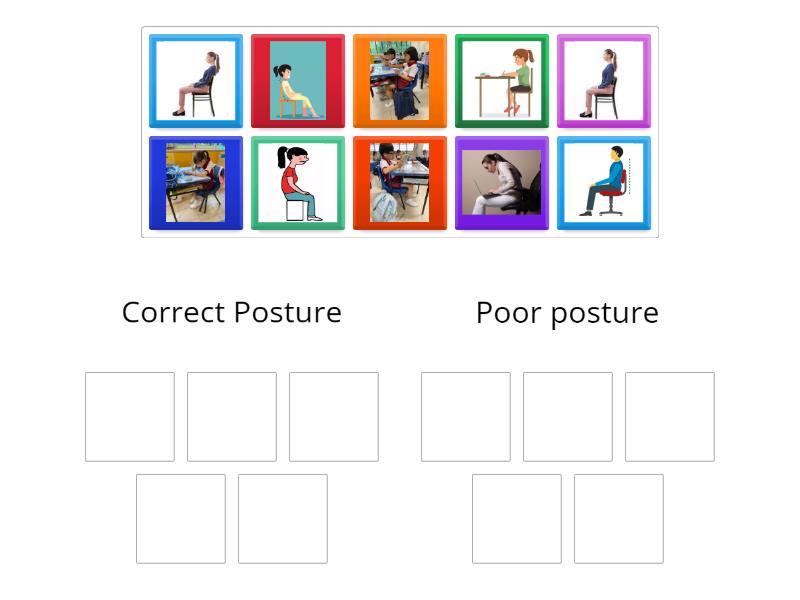 Drag and drop the correct posture into the box - Group sort