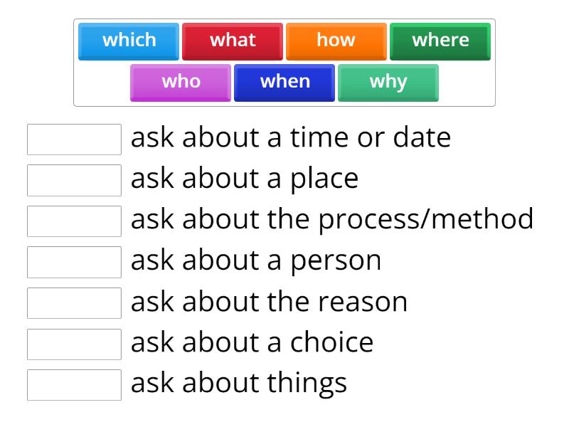 question words - Match up