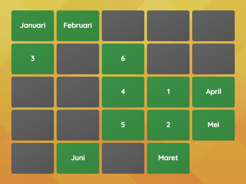 Mengenal Nama Bulan Matching Pairs