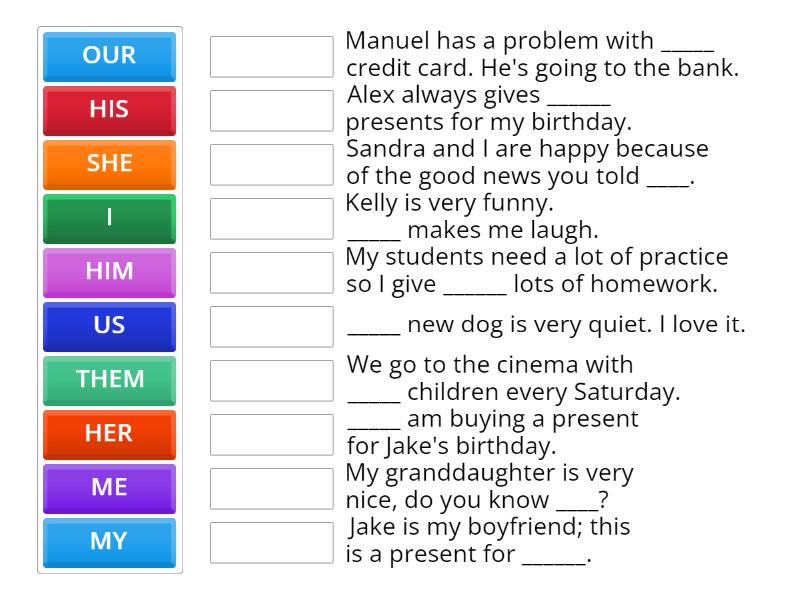 Unit 6. Object Pronouns - Match up
