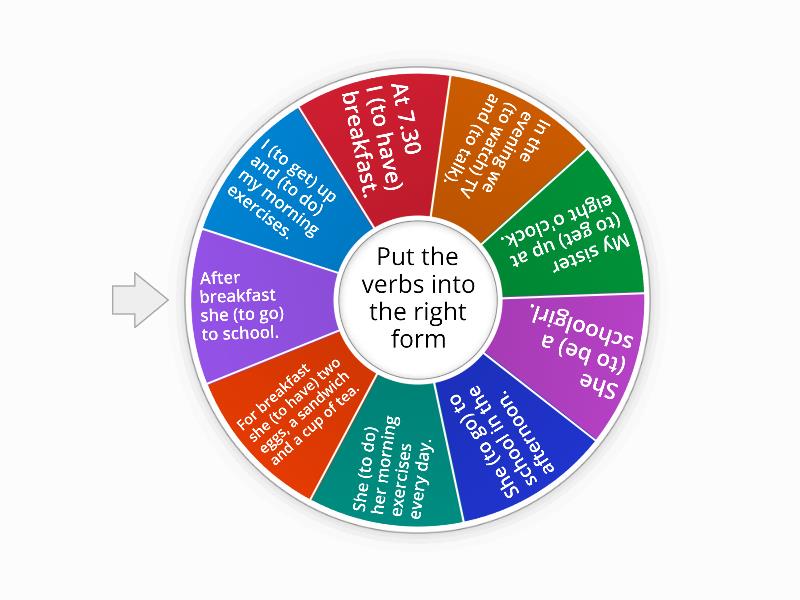 Present Simple - Spin the wheel