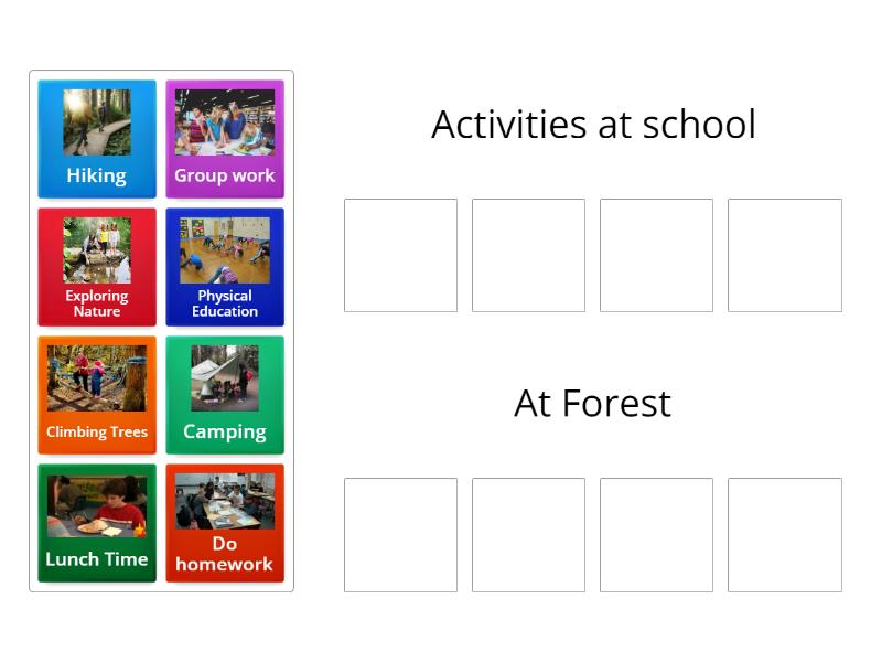 Outdoor and Indoor Activities - Group sort