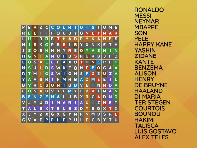 find the soccer players - Wordsearch