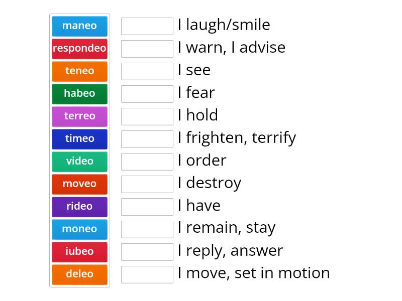 CE Latin Level 1 2nd conjugation verbs - Match up