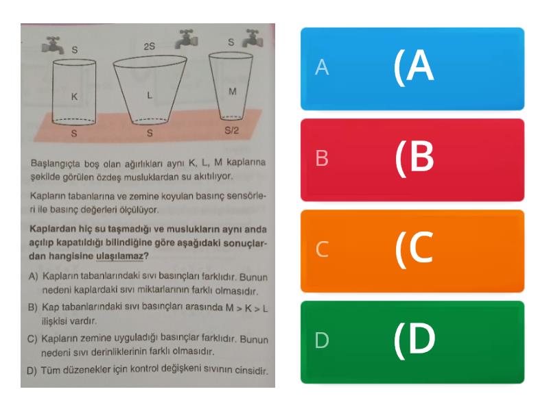 8 sınıf fen test çöz basınç