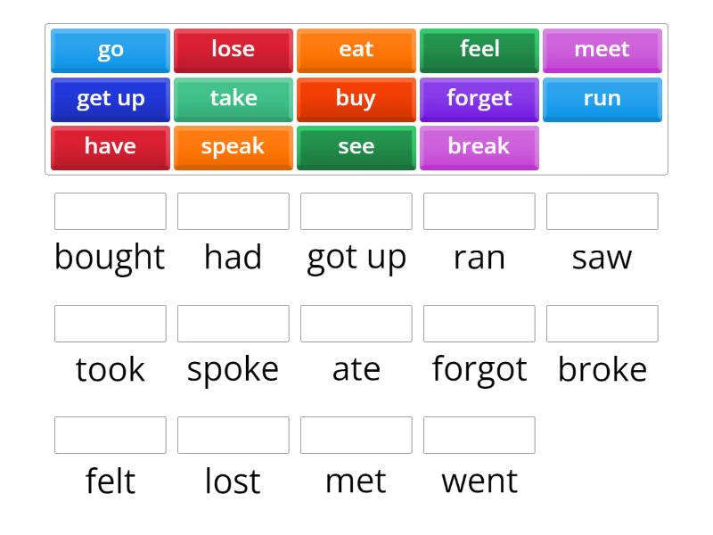 Roadmap A1, Irregular Verbs - Match Up