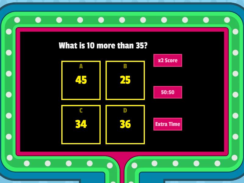 10 more/less .... 1 more/ less - Gameshow quiz