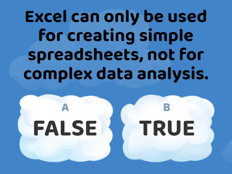 Working with excel and databases true and false quiz