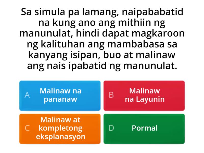 Balik - Aral (Talumpati) - Quiz