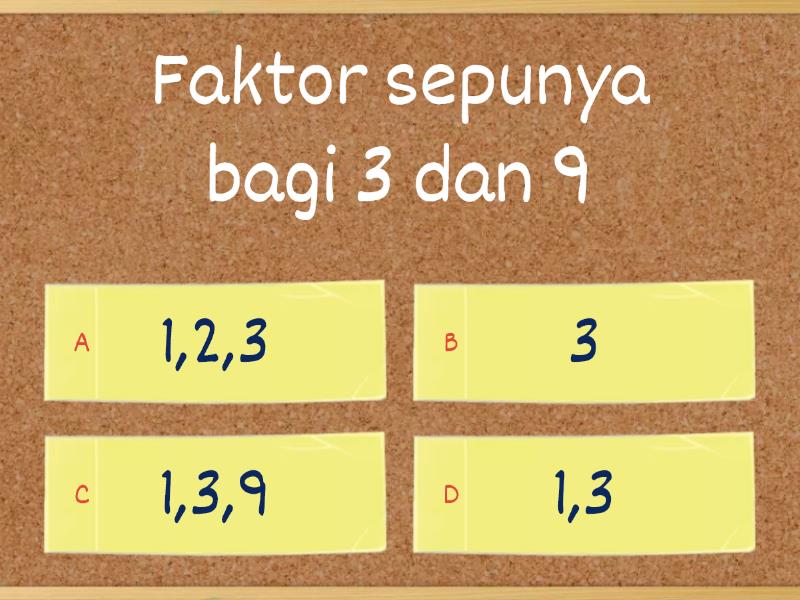 Faktor sepunya - Quiz