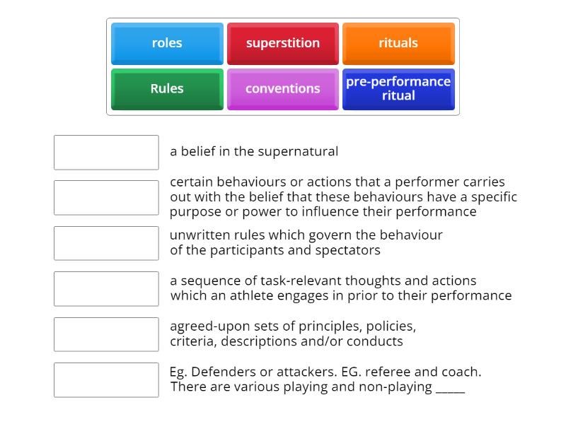 Ch.9 Rules, Roles & Ritauls - Match up