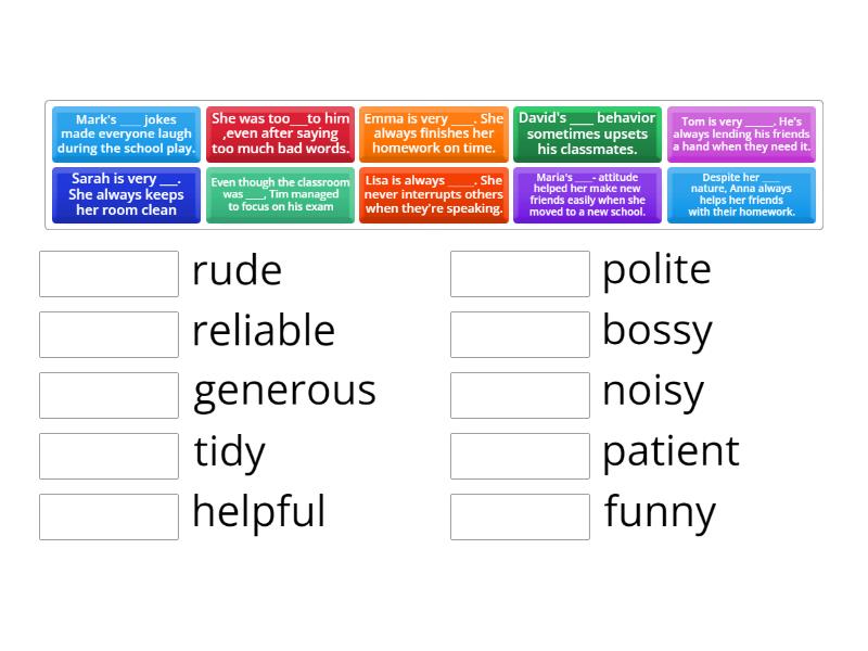 Adjectives speakout 3rd B1unit 1 - Match up