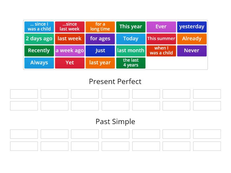 Present Perfect/Past Simple adverbs - Group sort