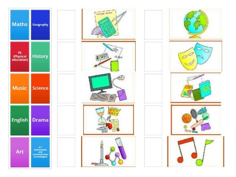 school subjects - Match up