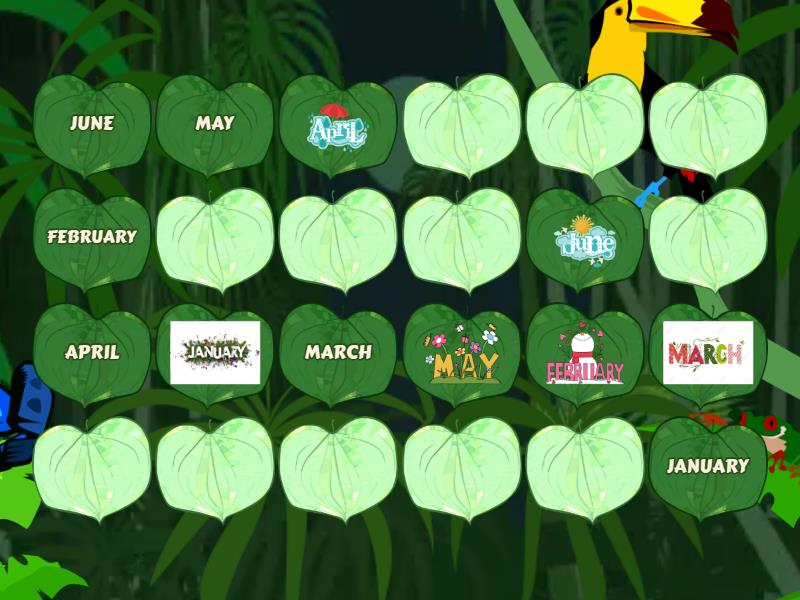 Months of the year - memory game - 1st teens - Matching pairs