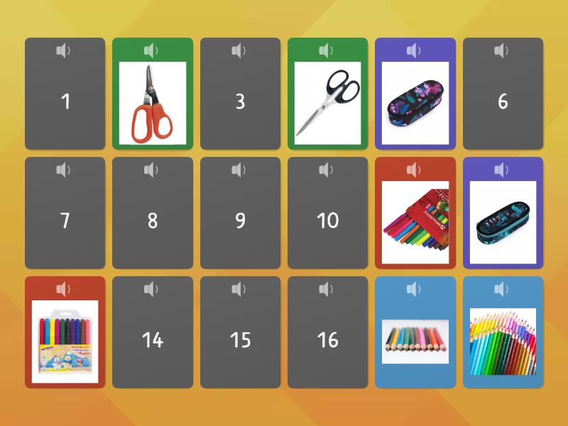School supplies audio / matching - Matching pairs