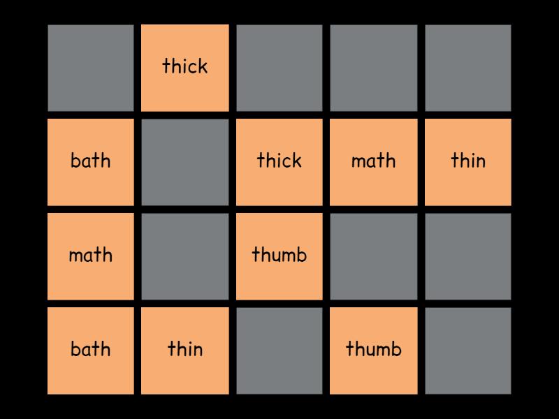 unvoiced th - Primary - words only - Parejas