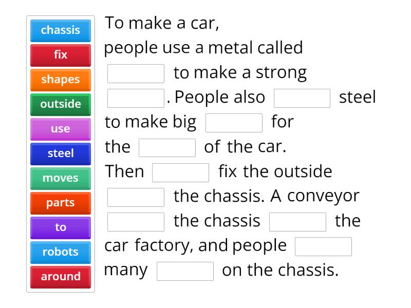 Cars and food homes how we make products completar la frase