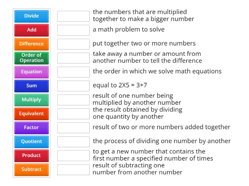 Chapter 2 Math Definitions - Addition/Subtraction/Multiplication ...