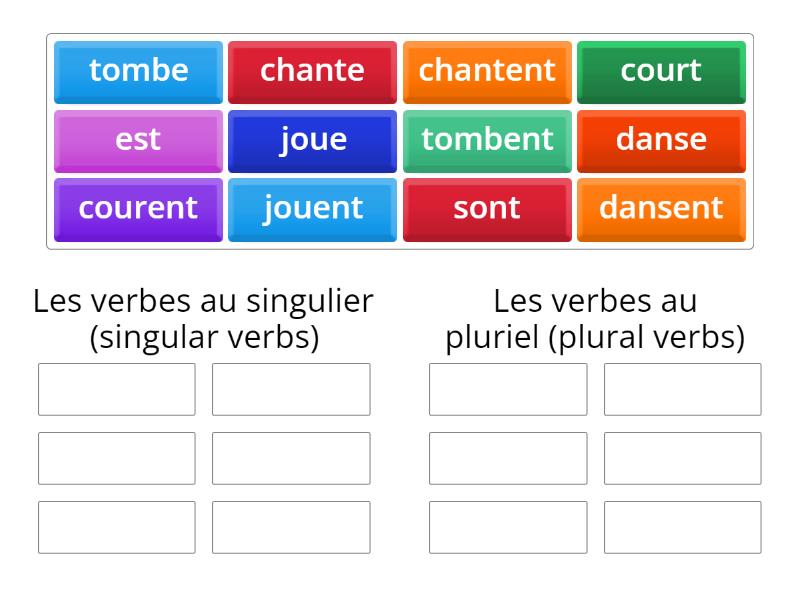 Y7 Semestre 2 - Les Verbes Au Singulier Et Au Pluriel - Group Sort