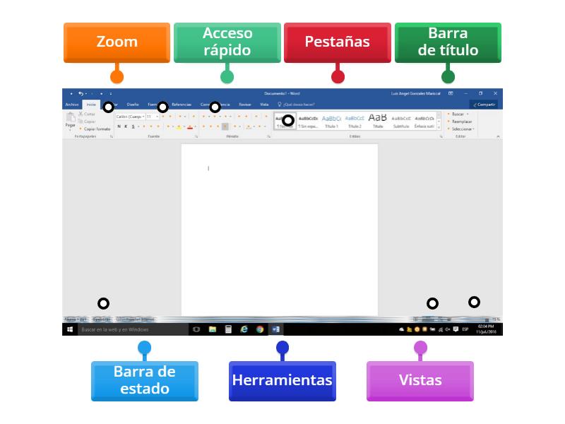 Partes de Word - Diagrama con etiquetas