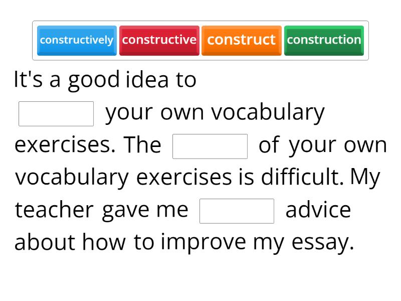 ESL 28 Chapter 2 Word Forms - Completa la oración