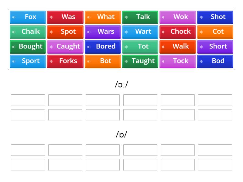 Minimal pairs: /ɔː/ and /ɒ/ - Group sort