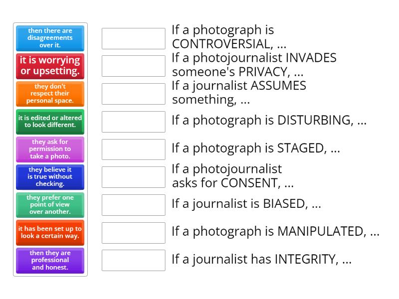 Photojournalism key terms Match up