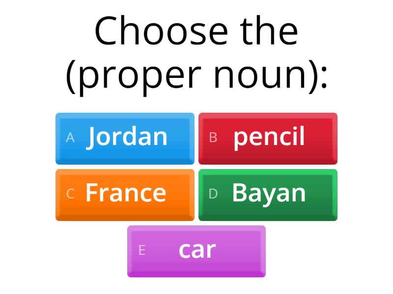 nouns and proper nouns - Quiz