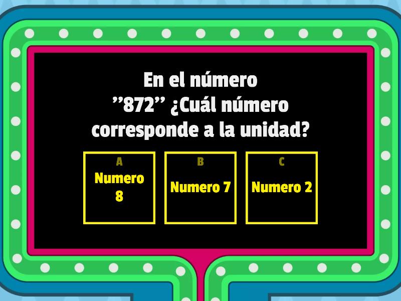 Unidad Decena Y Centena Gameshow Quiz