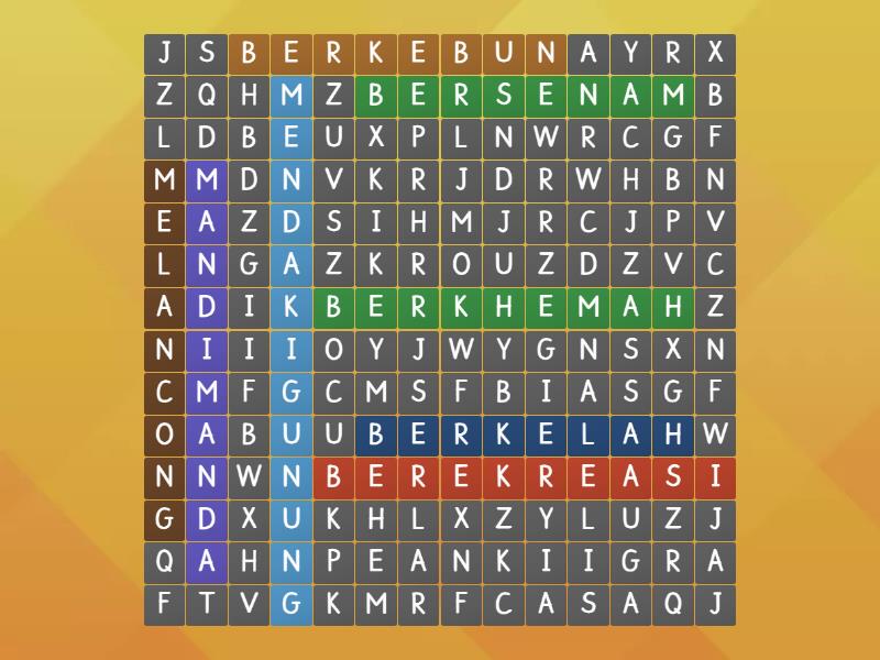 Aktiviti Bercuti Bersama Keluarga Wordsearch