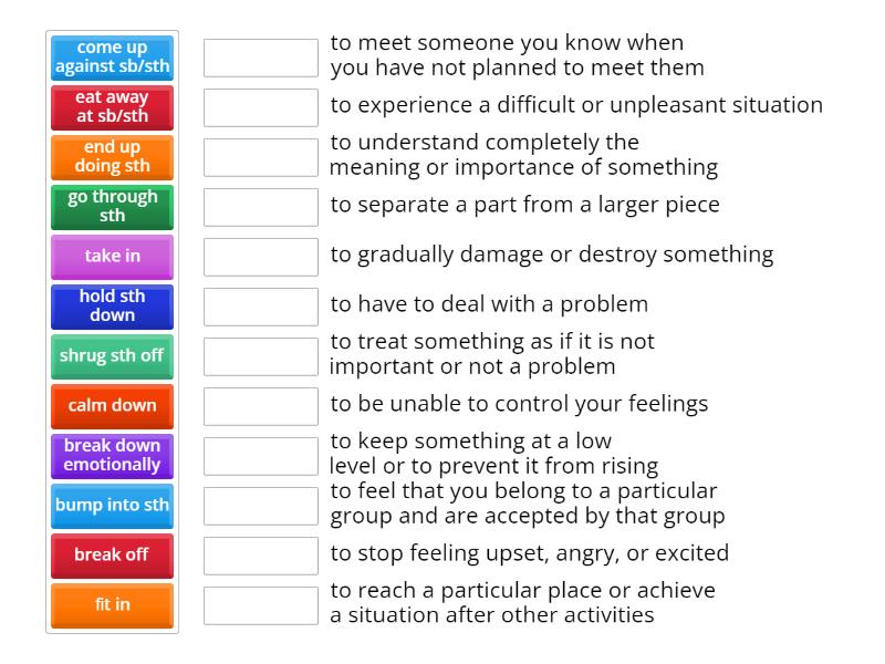 High Note 4 Unit 8 phrasal verbs - Match up