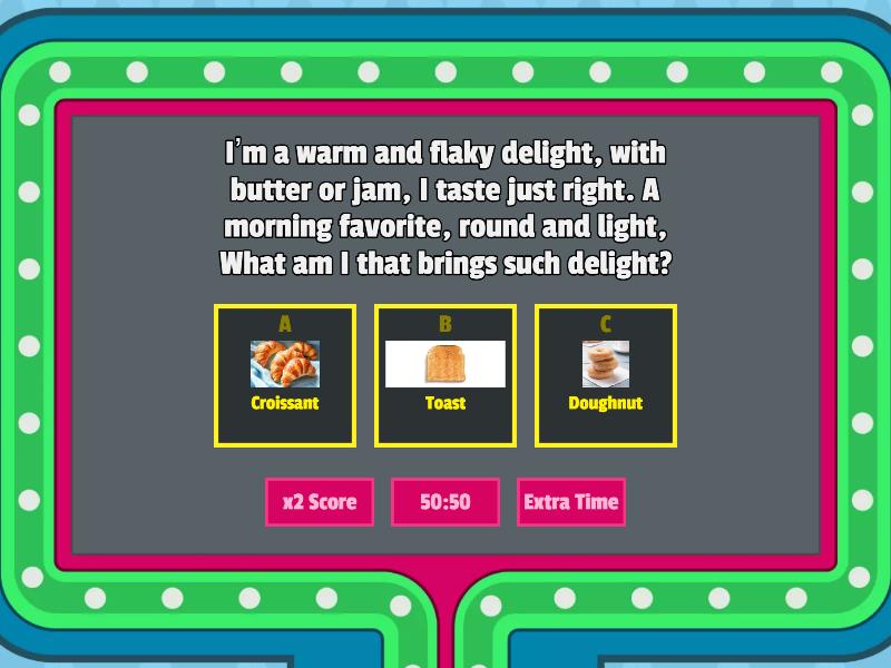 Solve the riddle to guess the food - Concurso de preguntas