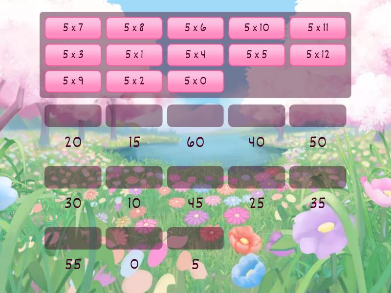 Multiplication Table 5 - Une las parejas