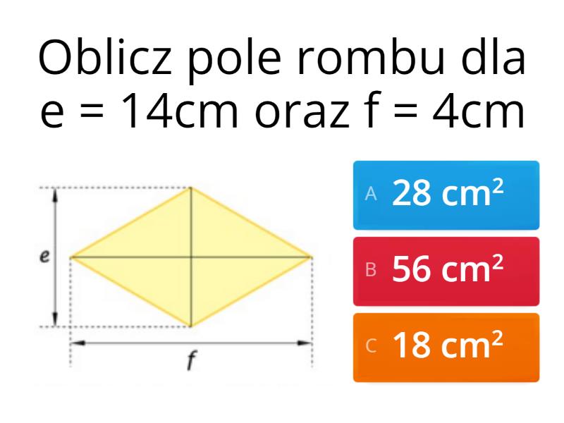 Wzór Na Pole Rombu Z Przekątnymi Pole rombu - zadania - Quiz