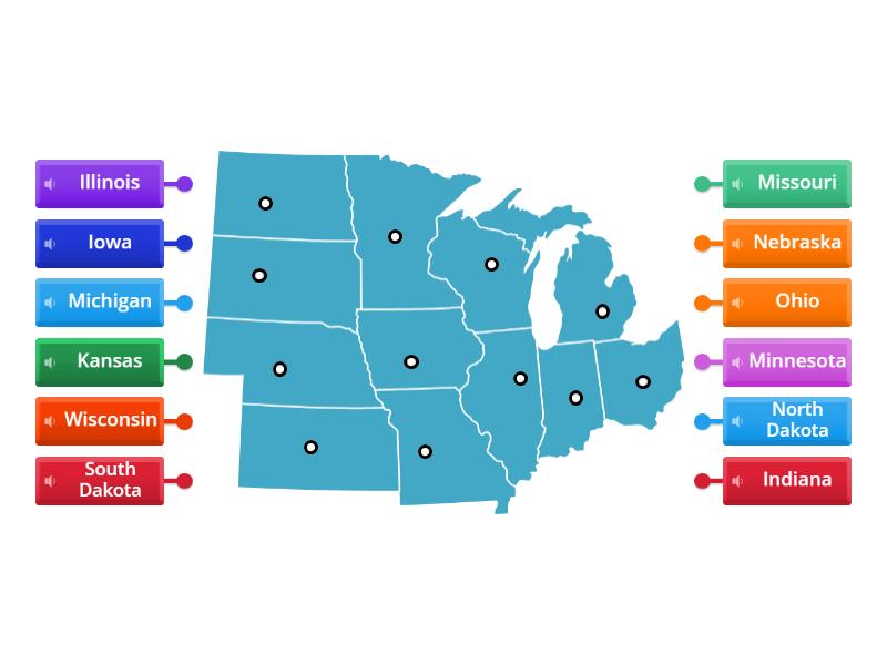 Midwest Region States - Labelled diagram