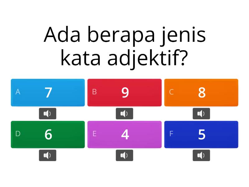 Jenis Jenis Kata Adjektif Quiz