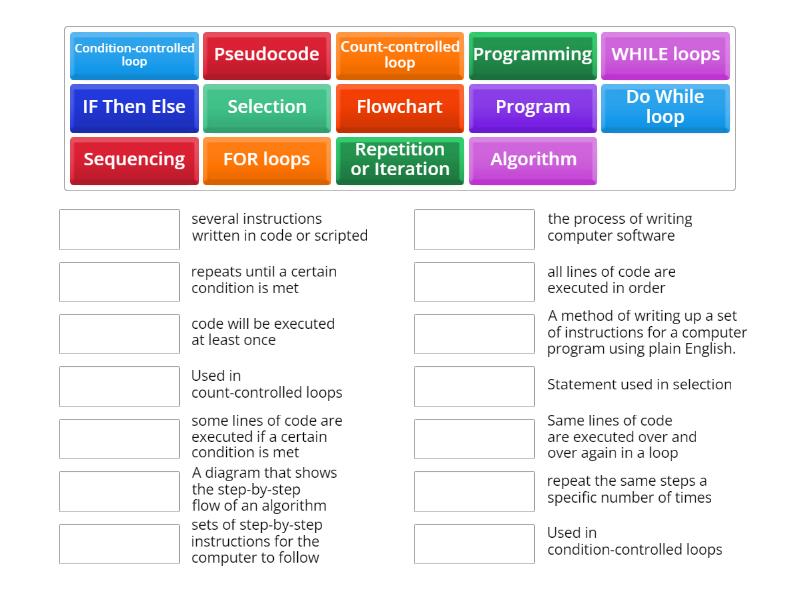 Programming Constructs - Match up
