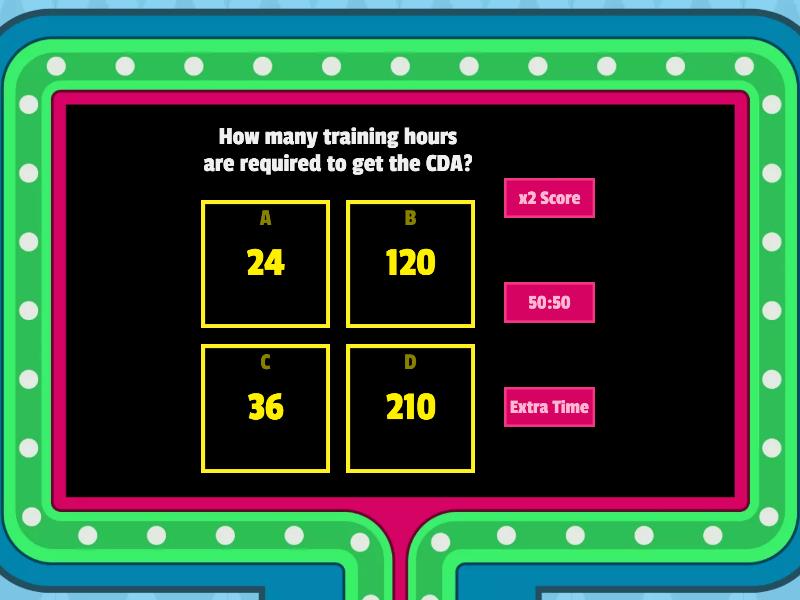 CDA Requirements - Gameshow quiz